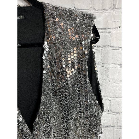 ZARA SILVER SLEEVELESS SEQUINED DRAPED MINI DRESS SIZE M . NEW WITHOUT TAGS - Picture 3 of 5